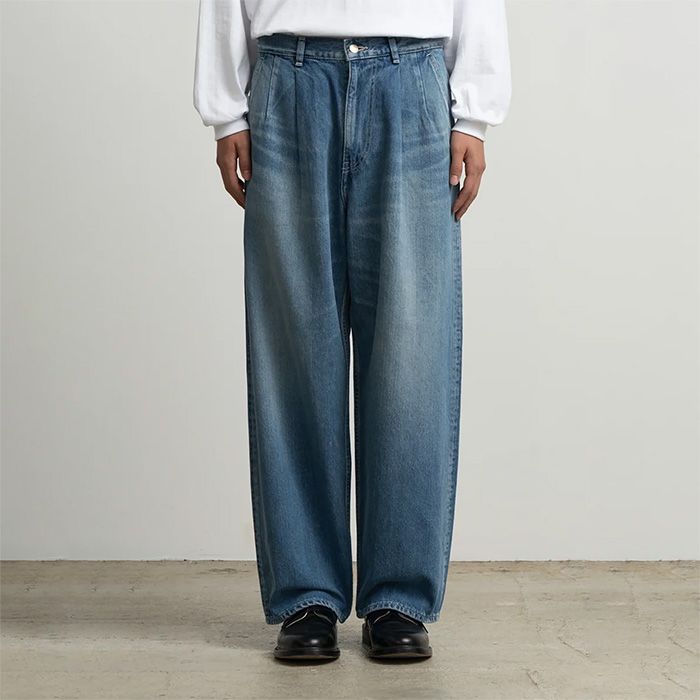 Unisex / Selvage Denim Two Tuck Pants -LIGHT FADE- / INDIGO LIGHT FADE