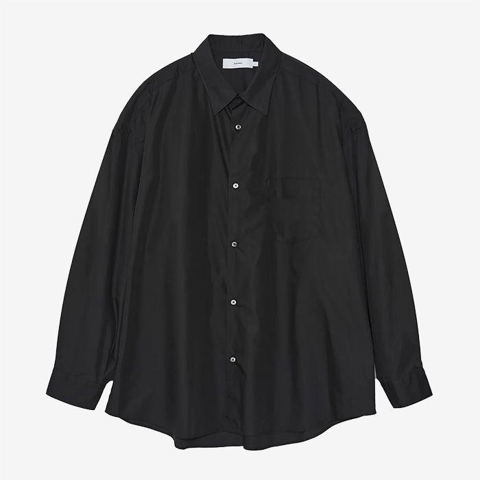 Broad L/S Oversized Regular Collar Shirt / Black