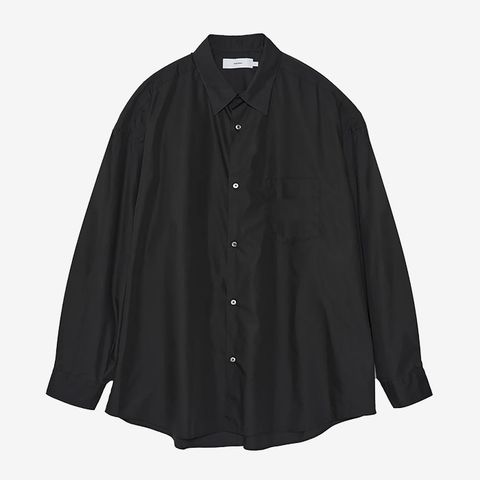 Broad L/S Oversized Regular Collar Shirt / Black