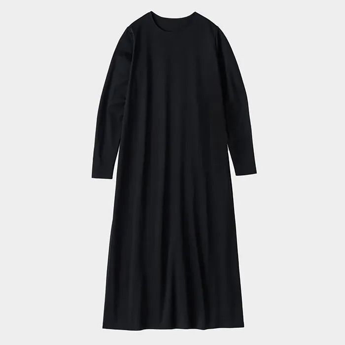 Women / Fine Smooth L/S Crew Neck Dress / Black