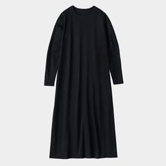 Women / Fine Smooth L/S Crew Neck Dress / Black