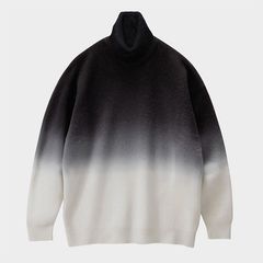 Gradient Dyed Wool High Neck Knit / BLACK