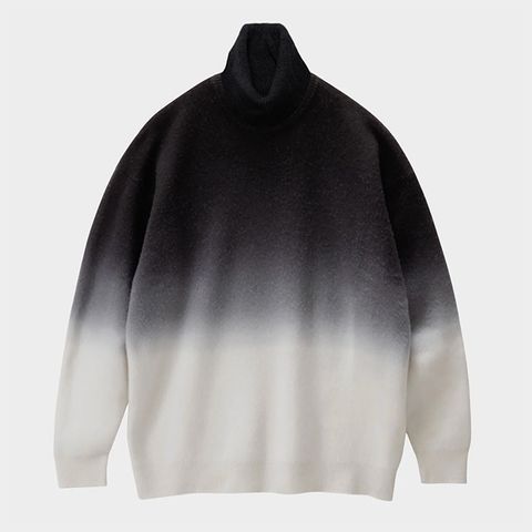 Gradient Dyed Wool High Neck Knit / BLACK