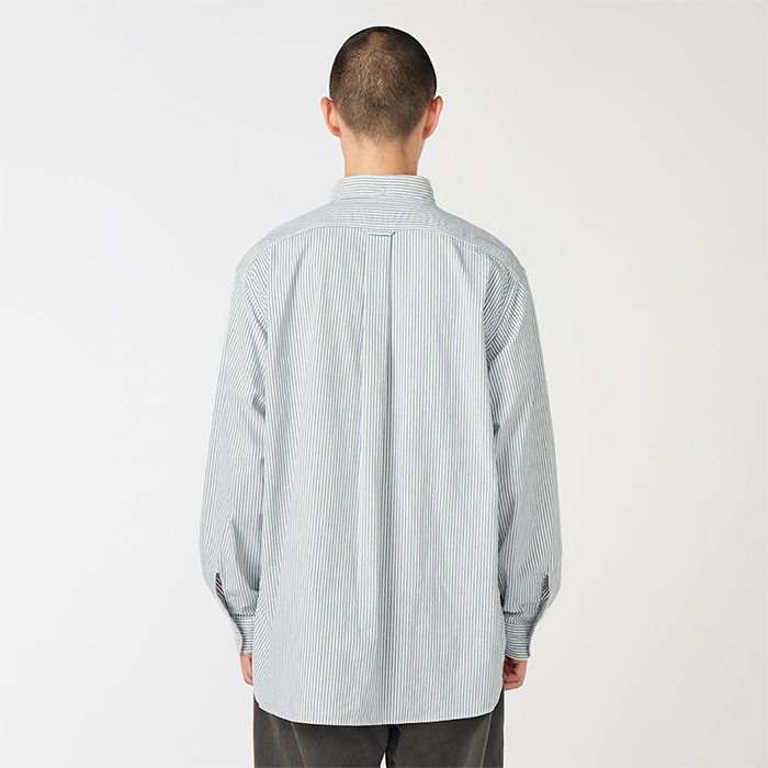 Button Down Stripe Wind Shirt /  N(Navy)