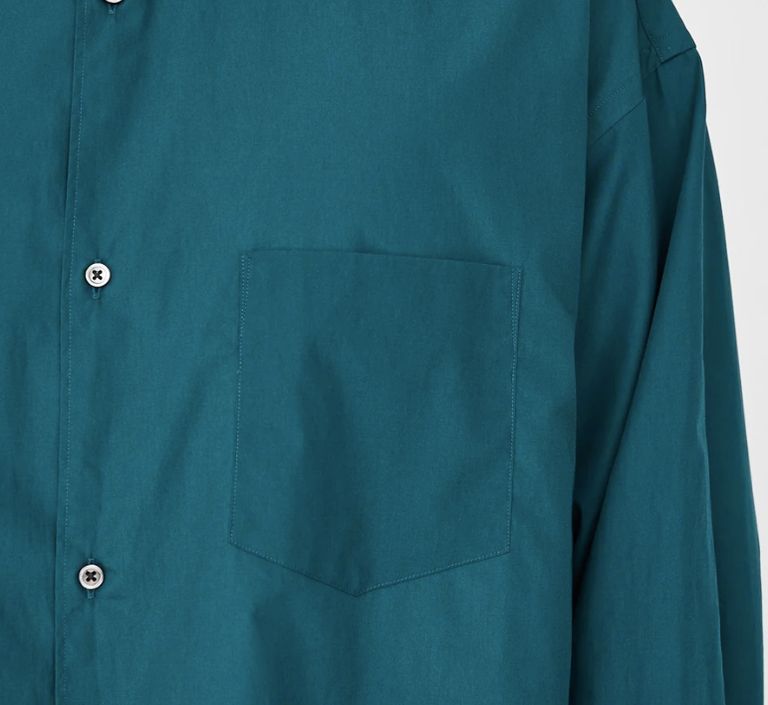 Graphpaper - Broad L/S Oversized Band Collar Shirt / GREEN