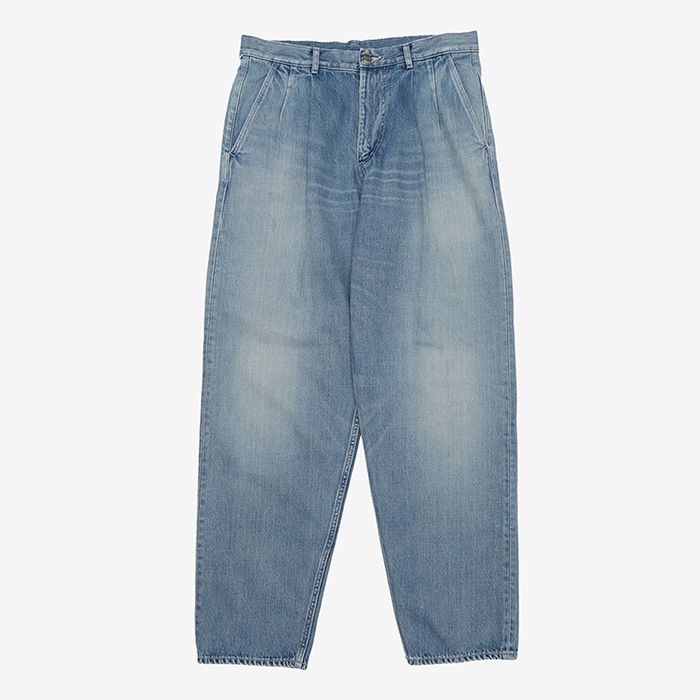 Selvage Denim Two Tuck Tapered Pants -LIGHT FADE- / INDIGO LIGHT FADE