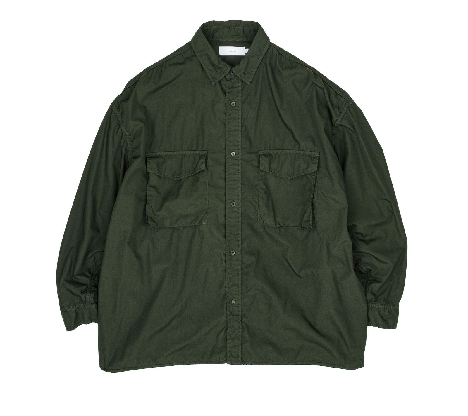 Garment Dyed Poplin Fatigue Shirt / KHAKI - F