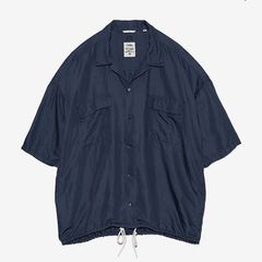 Open Collar Cupra Hemp S/S Shirt / N(Navy)