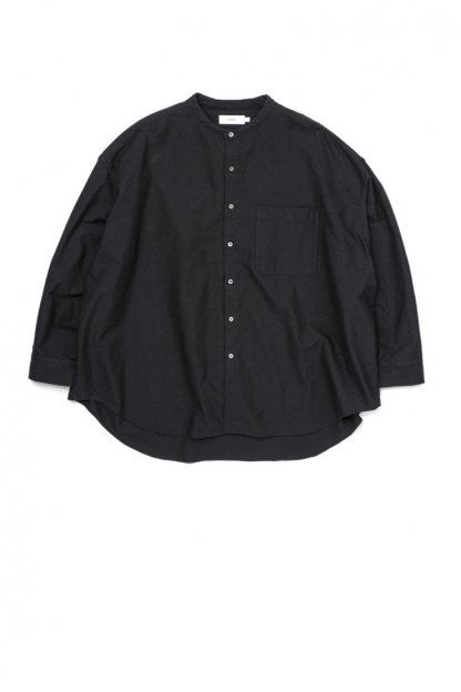 Graphpaper - Oxford Oversized Band Collar Shirt / BLACK | Stripe 