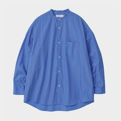 Broad L/S Oversized Band Collar Shirt / BLUE