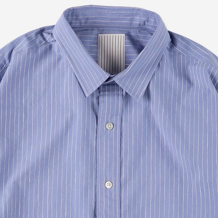 COTTON STRIPE SLIT SHIRT | SAX