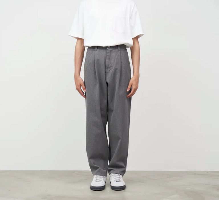 Graphpaper - Colorfast Denim Two Tuck Tapered Pants / GRAY