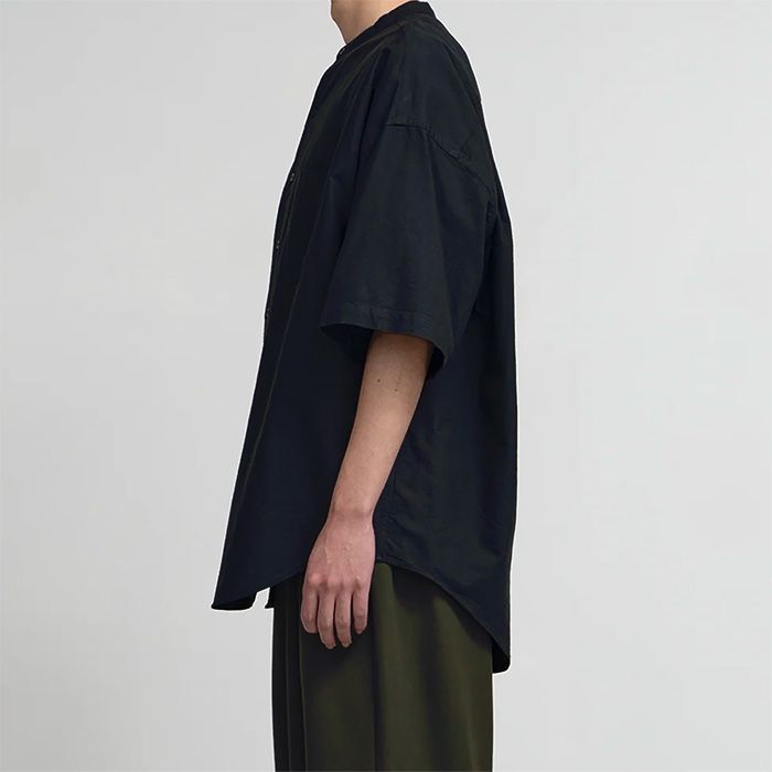 Graphpaper - Oxford S/S Oversized Band Collar Shirt / BLACK 