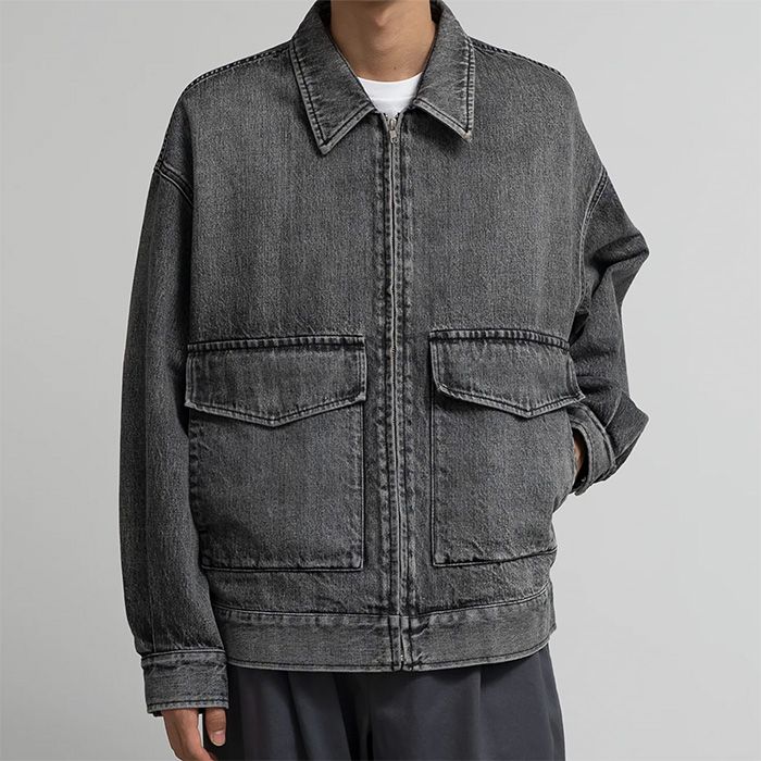 Selvage Denim Zip Jacket  -LIGHT FADE- / BLACK LIGHT FADE
