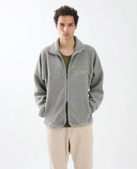 HIKER FULL ZIP BROUSON WOOL POLY NYLON PILE / HEATHER GRAY