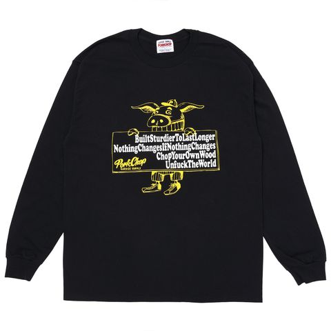 SLOGAN L/S TEE / BLACK / プリントロンティー