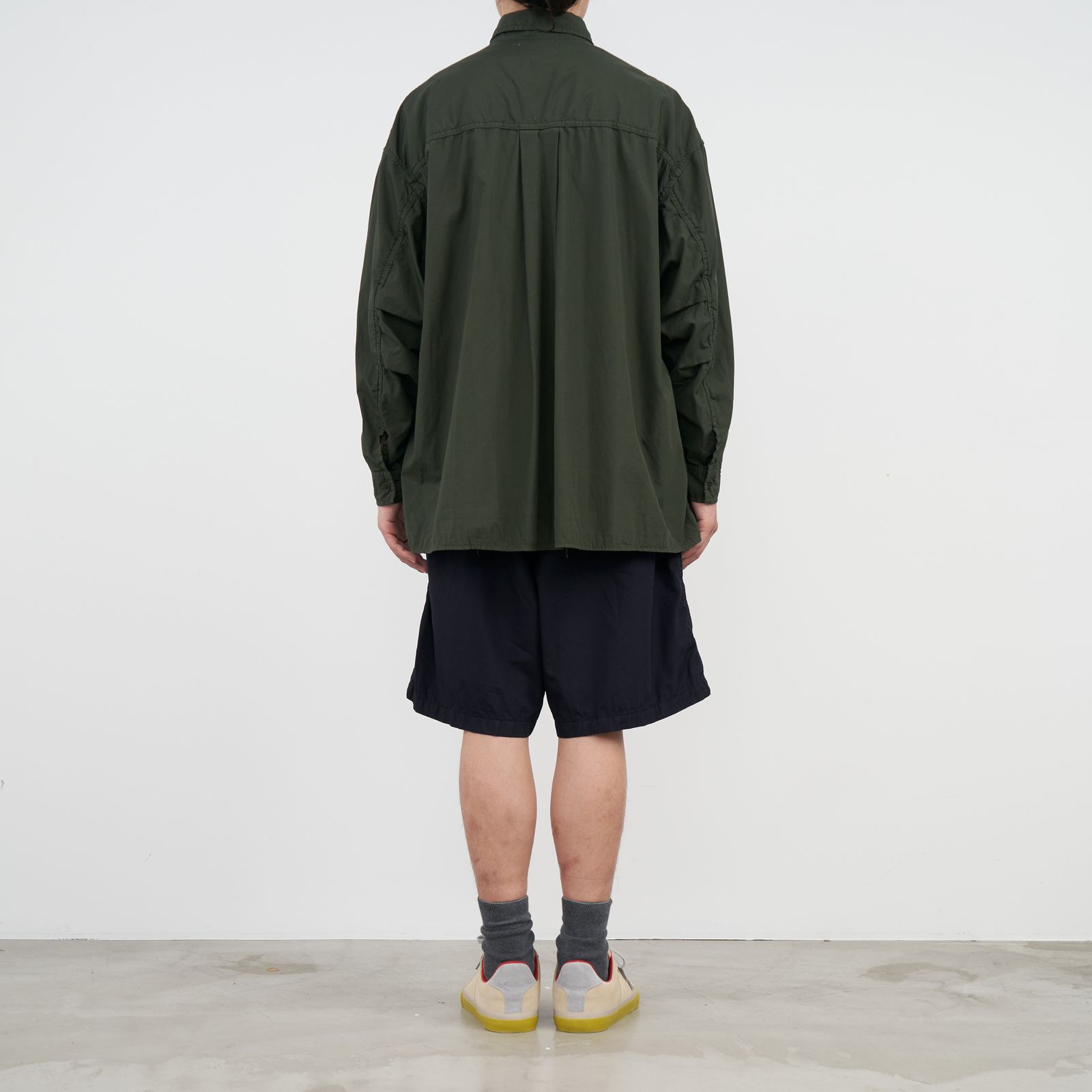 Graphpaper - Garment Dyed Poplin Fatigue Shirt / KHAKI | Stripe