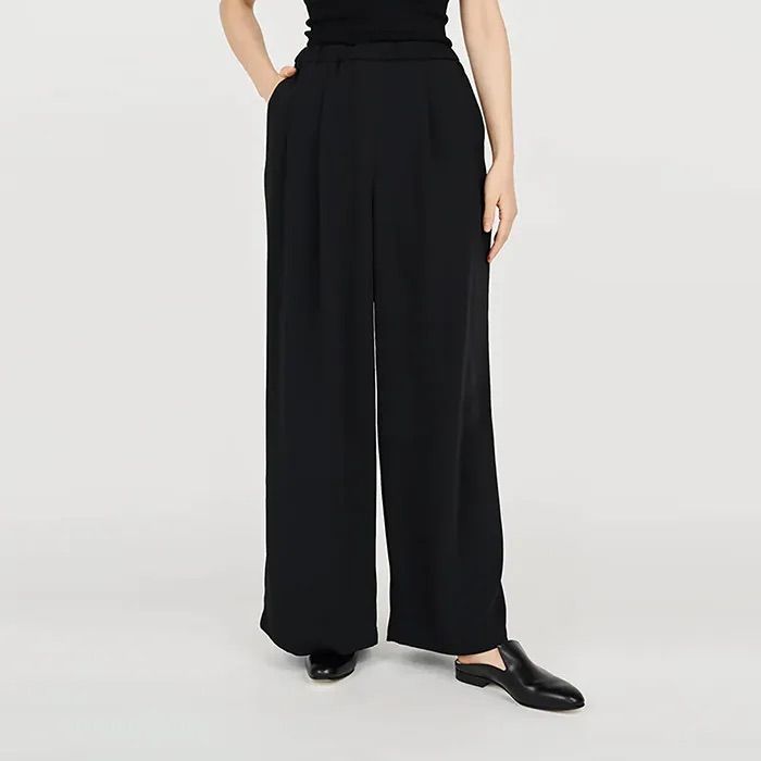 Women / Satin Easy Wide Pants / Black