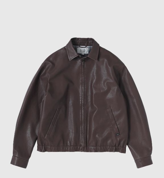 SYNTHETIC LEATHER JACKET / VINTAGE BROWN