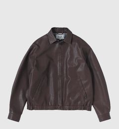 SYNTHETIC LEATHER JACKET / VINTAGE BROWN