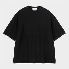 Cotton Pique Jersey Crew Neck Tee / BLACK