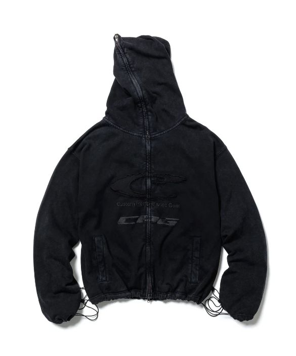 CPG FRT LOGO DYE ZIP HOODIE / BLACK / パウダー加工ジップパーカー / FS2026