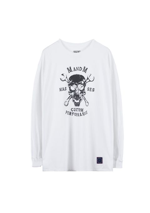 M&M MASSES T-SHIRT SKULL WRENCH L/S / WHITE / コラボロンティー