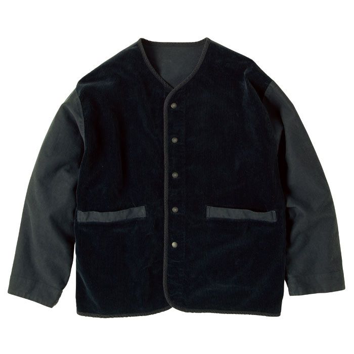 Porter Classic - CORDUROY MOLESKIN HYBRID CARDIGAN / BLACK