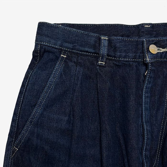 Unisex / Selvage Denim Two Tuck Pants -DARK FADE- / INDIGO DARK FADE