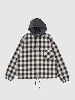 FLANNNEL HOODIE / GREYPLAID