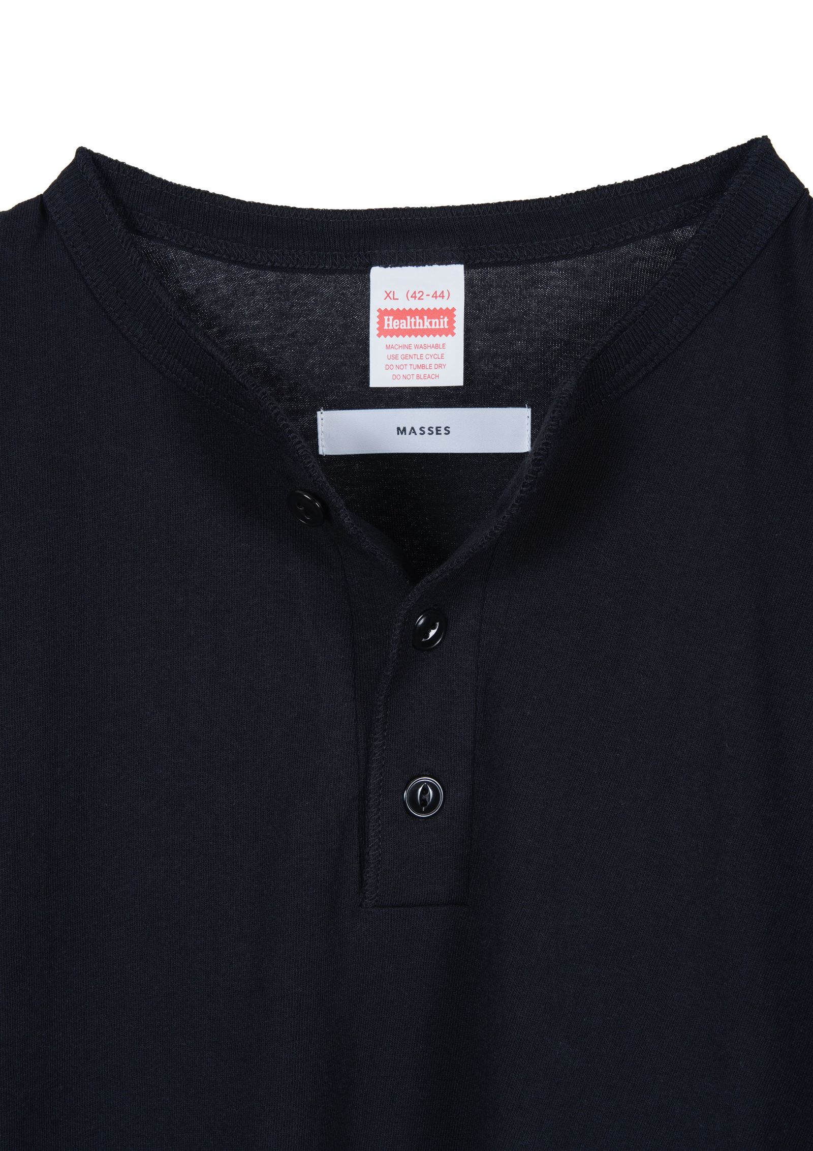 HEALTHKNIT HENRY NECK L/S / BLACK&NATURAL / 2パックロングスリーブティー