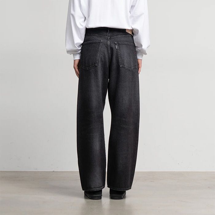 Selvage Denim Five Pocket Wide Straight Pants -DARK FADE- / BLACK DARK FADE