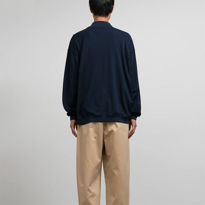 Wool Honeycomb Mock Neck Thermal  / NAVY
