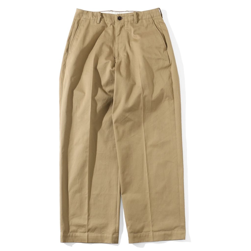 UNIVERSAL PRODUCTS - No Tuck Wide Chino Trousers | Stripe Online Store