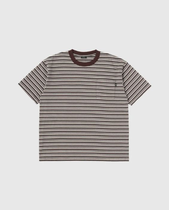 STRIPED S/S TEE / BROWN×CHARCOAL
