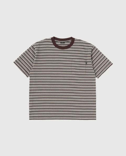 STRIPED S/S TEE / BROWN×CHARCOAL