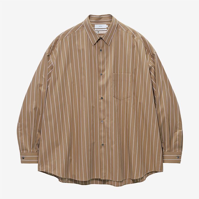 SIDOGRAS Brown Stripe L/S Oversized Regular Collar Shirt / Brown