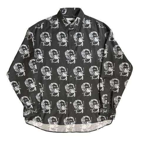 STONED ZIG-ZAG REGULAR COLLAR SHIRT  / CHARCOAL / 総柄シャツ
