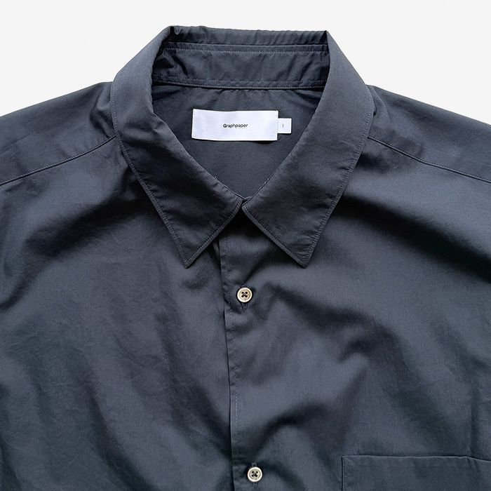 Broad S/S Oversized Regular Collar Shirt / Navy