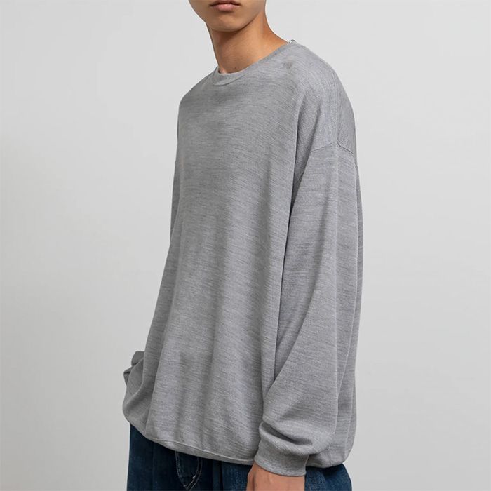 Wool Honeycomb Crew Neck Thermal  / H.GRAY