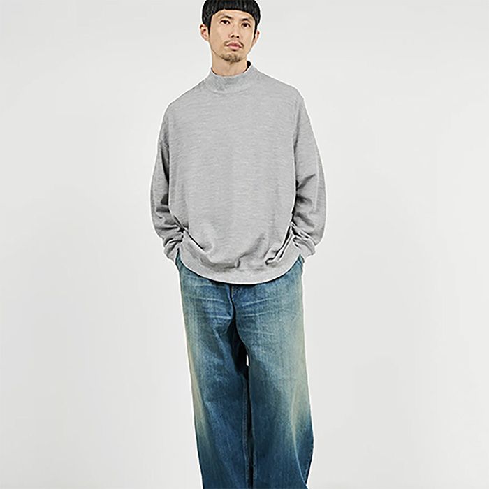 Wool Honeycomb Mock Neck Thermal  / H.GRAY