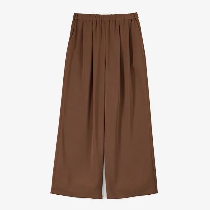 Women / Satin Easy Wide Pants / Brown