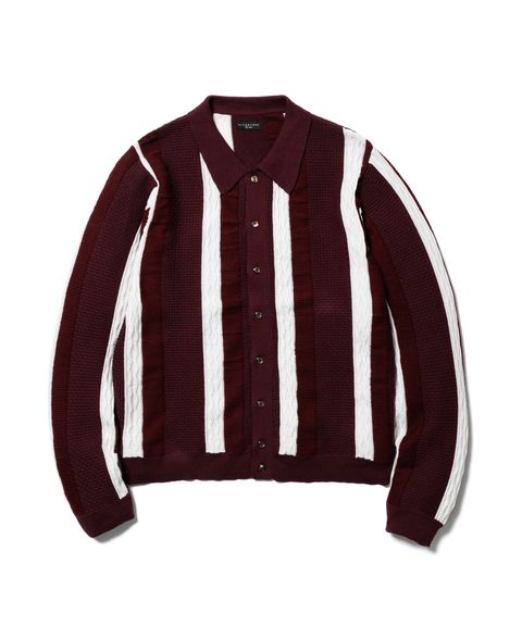 L/S STRIPE CARDIGAN / BURGUNDY / ストライプカーディガン / FS1956