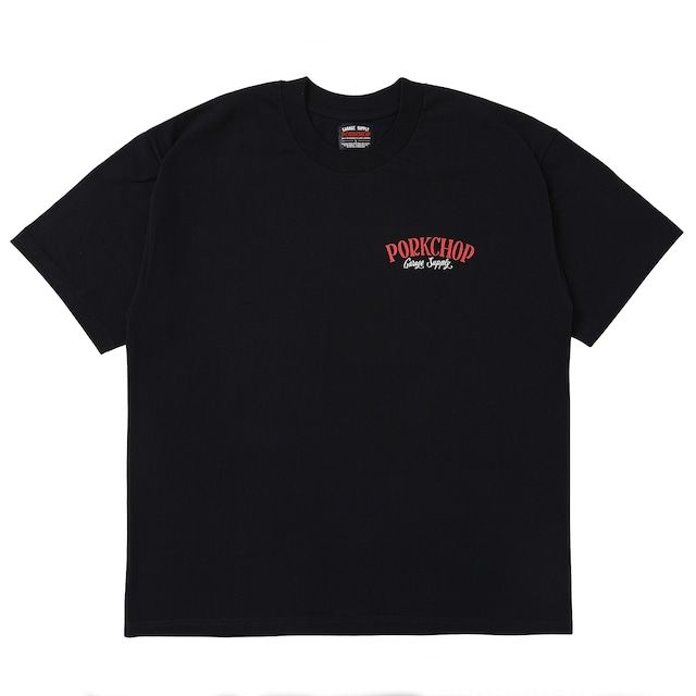 PORKCHOP - PORK BACK TEE / BLACK×WHRD / プリントロンティー