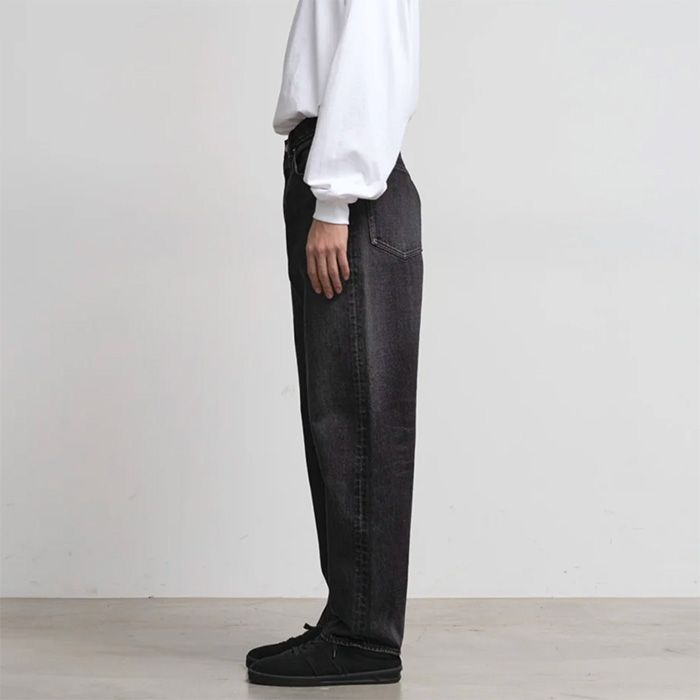 Selvage Denim Five Pocket Tapered Pants -DARK FADE- / BLACK DARK FADE