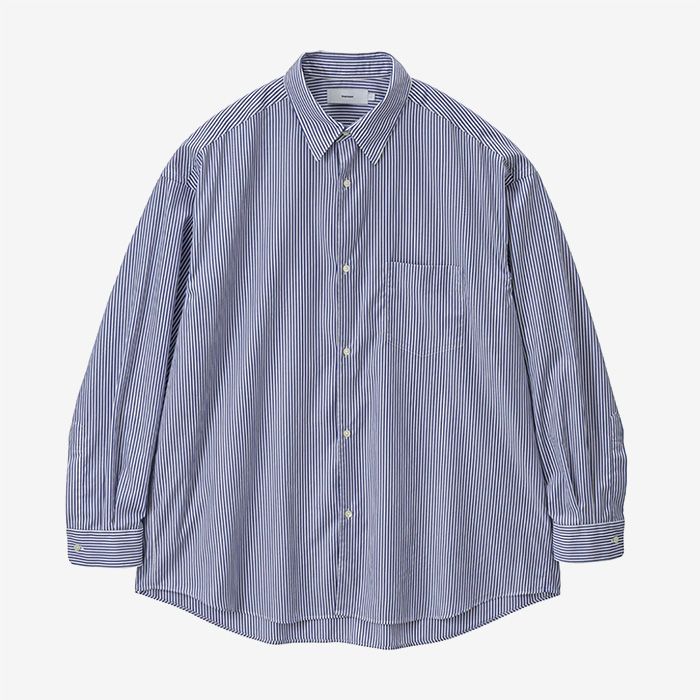 Broad Stripe L/S Oversized Regular Collar Shirt / Blue Stripe