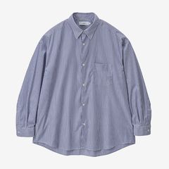 Broad Stripe L/S Oversized Regular Collar Shirt / Blue Stripe