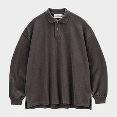 Cotton Pique Jersey L/S Polo / Charcoal