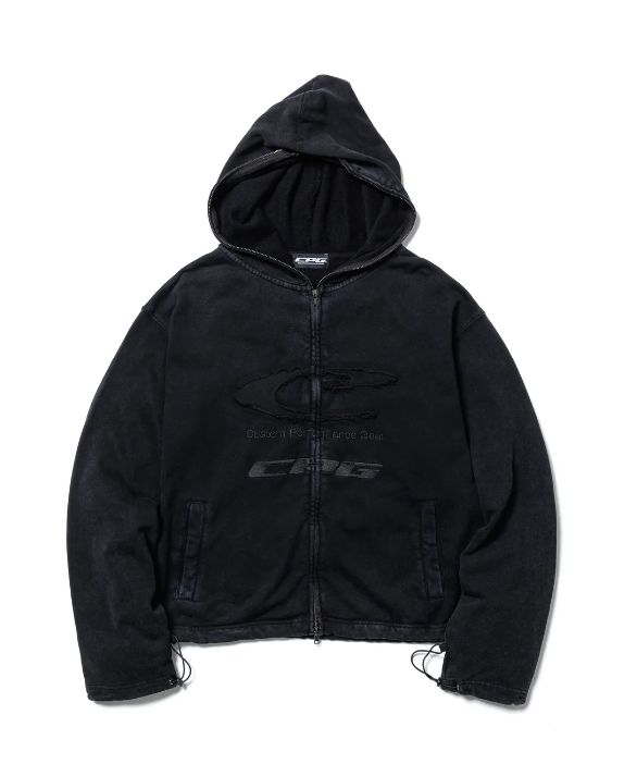 CPG FRT LOGO DYE ZIP HOODIE / BLACK / パウダー加工ジップパーカー / FS2026