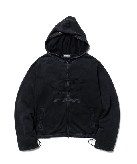 CPG FRT LOGO DYE ZIP HOODIE / BLACK / パウダー加工ジップパーカー / FS2026